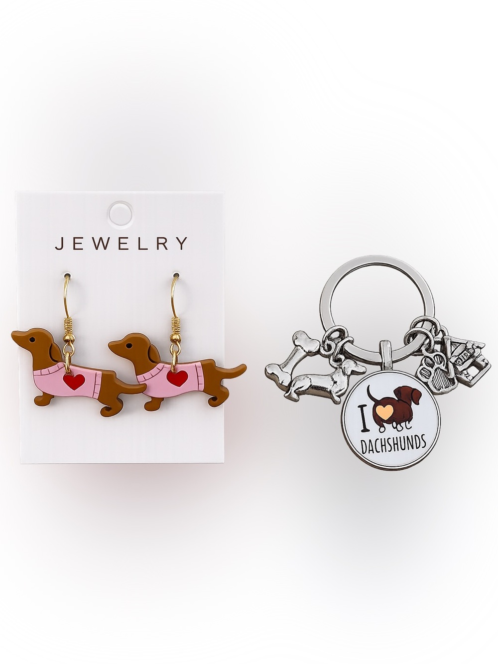 Dachshund Earrings & Keychain-NEW